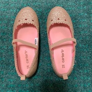 Girls gold glitter flats